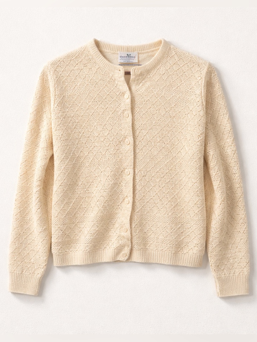 Vintage Sweetree Open Knit Button Front Lightweight Cardigan Preppy Academia